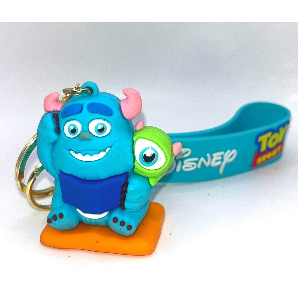 Disney Pixar Monsters Inc Sulley Mike Wazowski Keychain Wristlet Blue OS